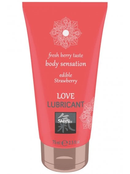 Ochucený lubrikační gel Shiatsu Strawberry Love Lubricant  jahoda, 75 ml