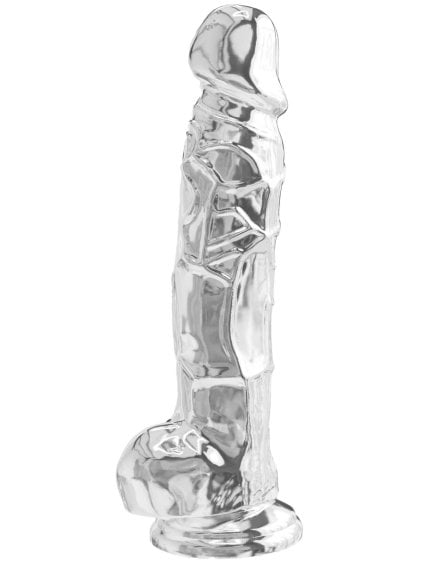 Transparentní realistické dildo s varlaty a přísavkou Get Real 8"