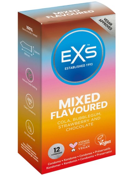 Mix ochucených kondomů EXS Mixed Flavoured  12 ks